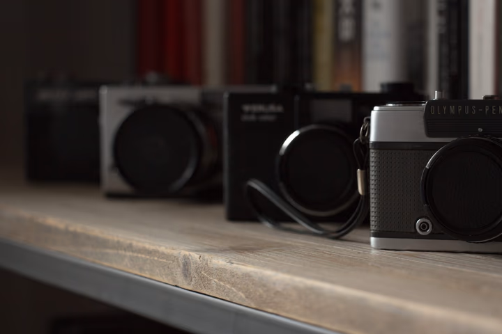 A collection of vintage cameras