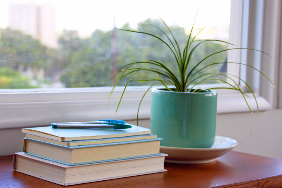 A book open on a table
